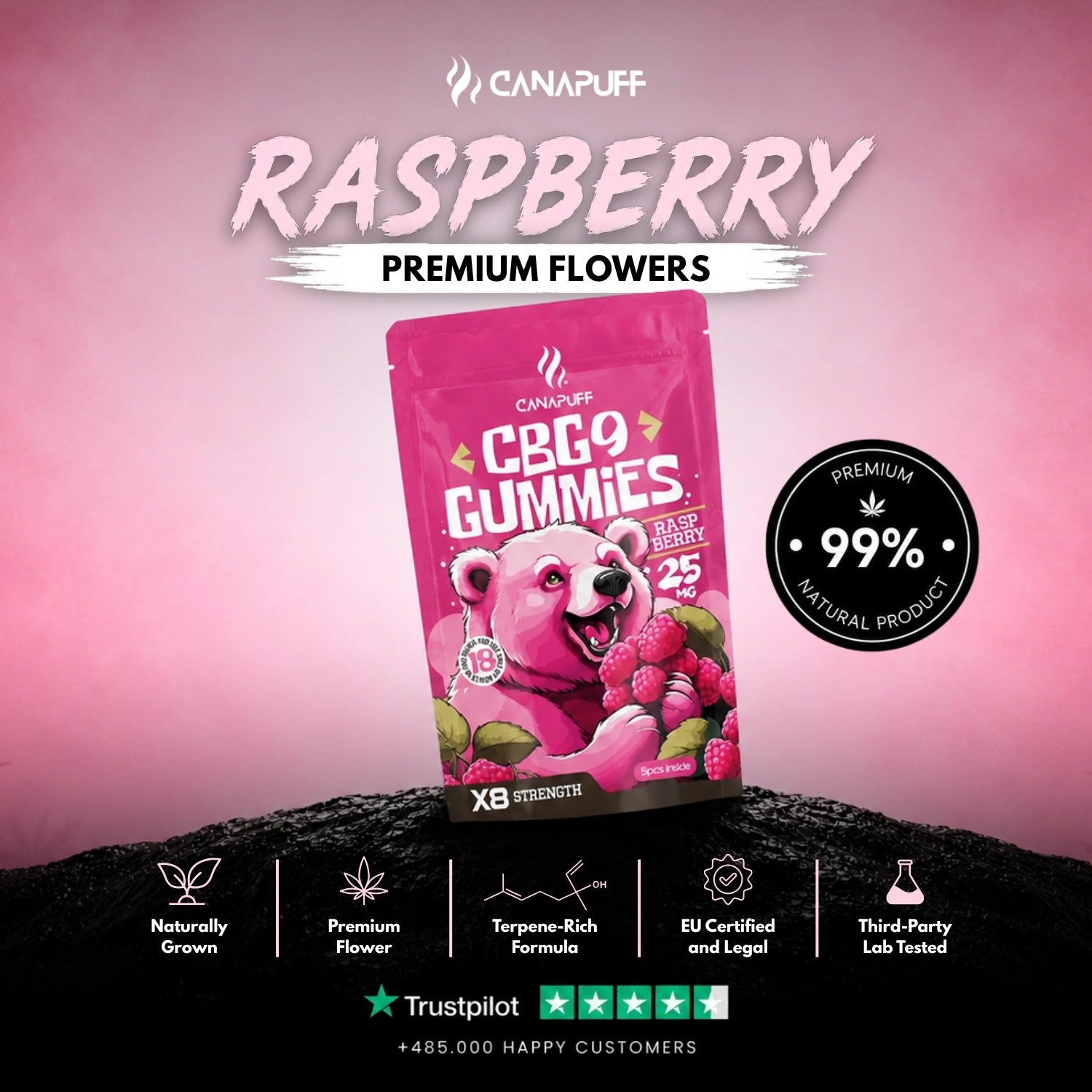 CBG9 Gummies malina