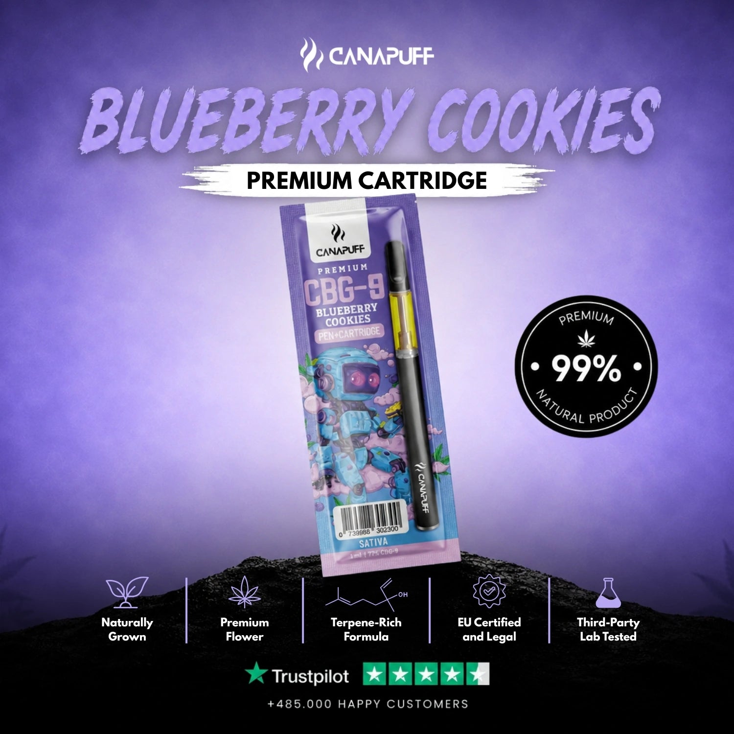 CBG9 Pen+Mėlynių kasetė Cookies 79%