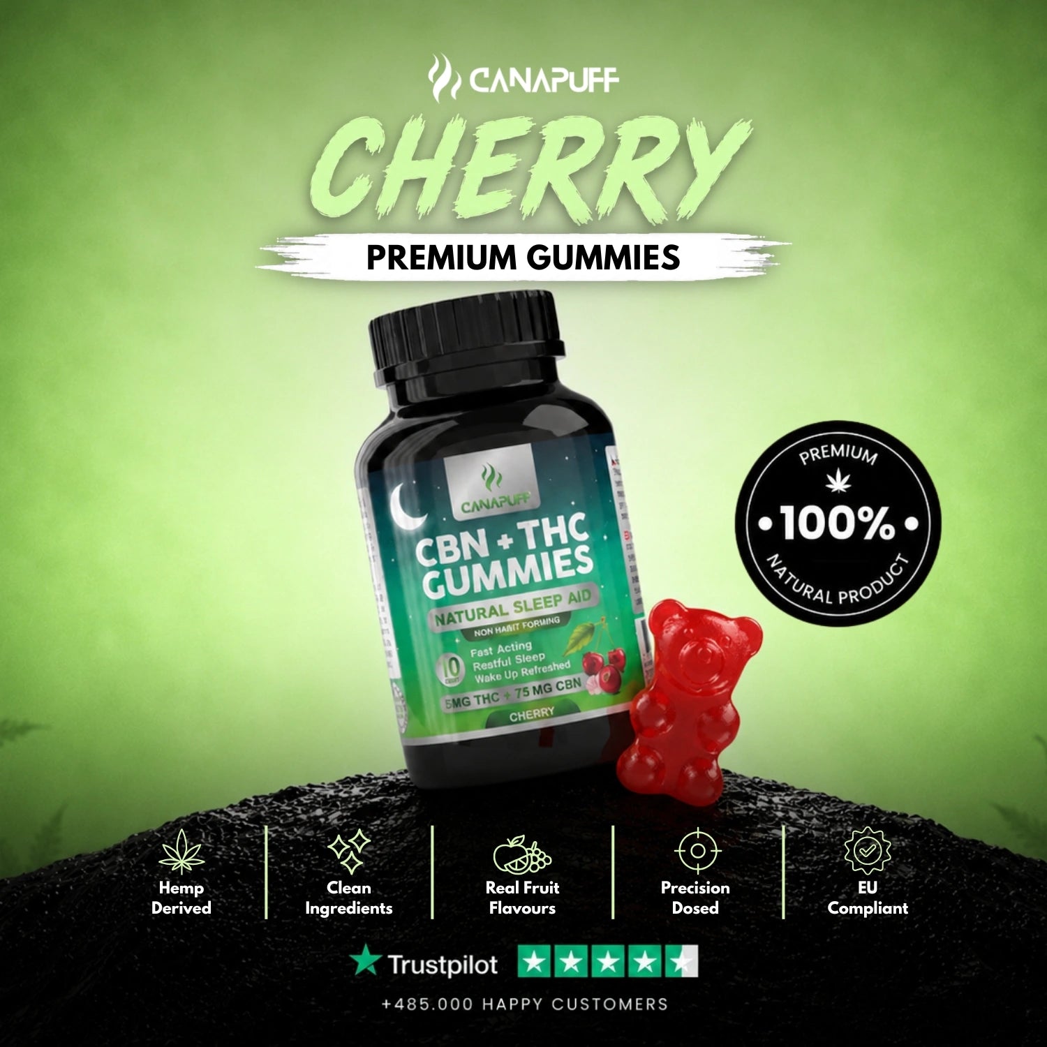 CBN+THC Gummies Kirsebær