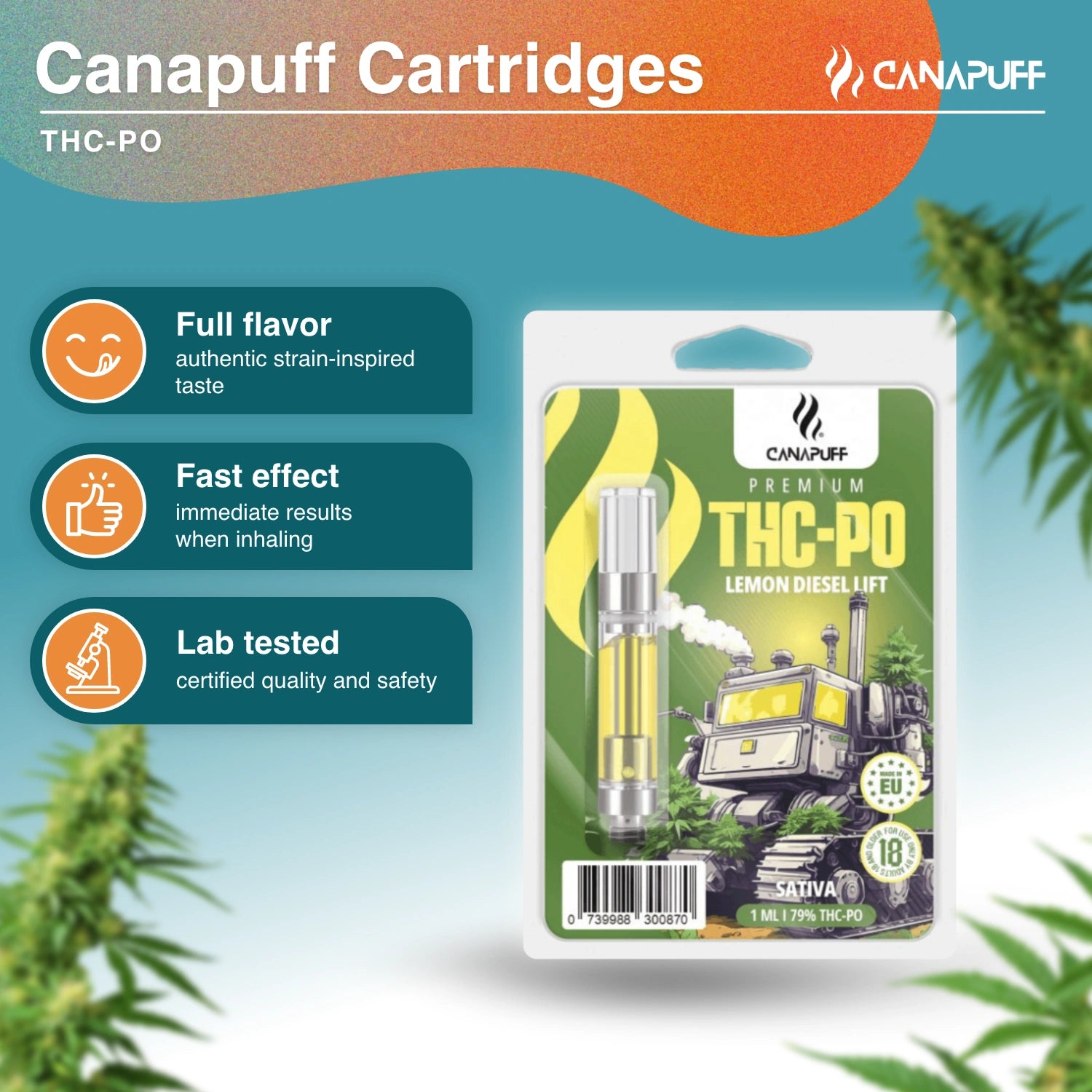 Lemon Diesel Lift - THC-PO 79% - cartridge - CanaPuff