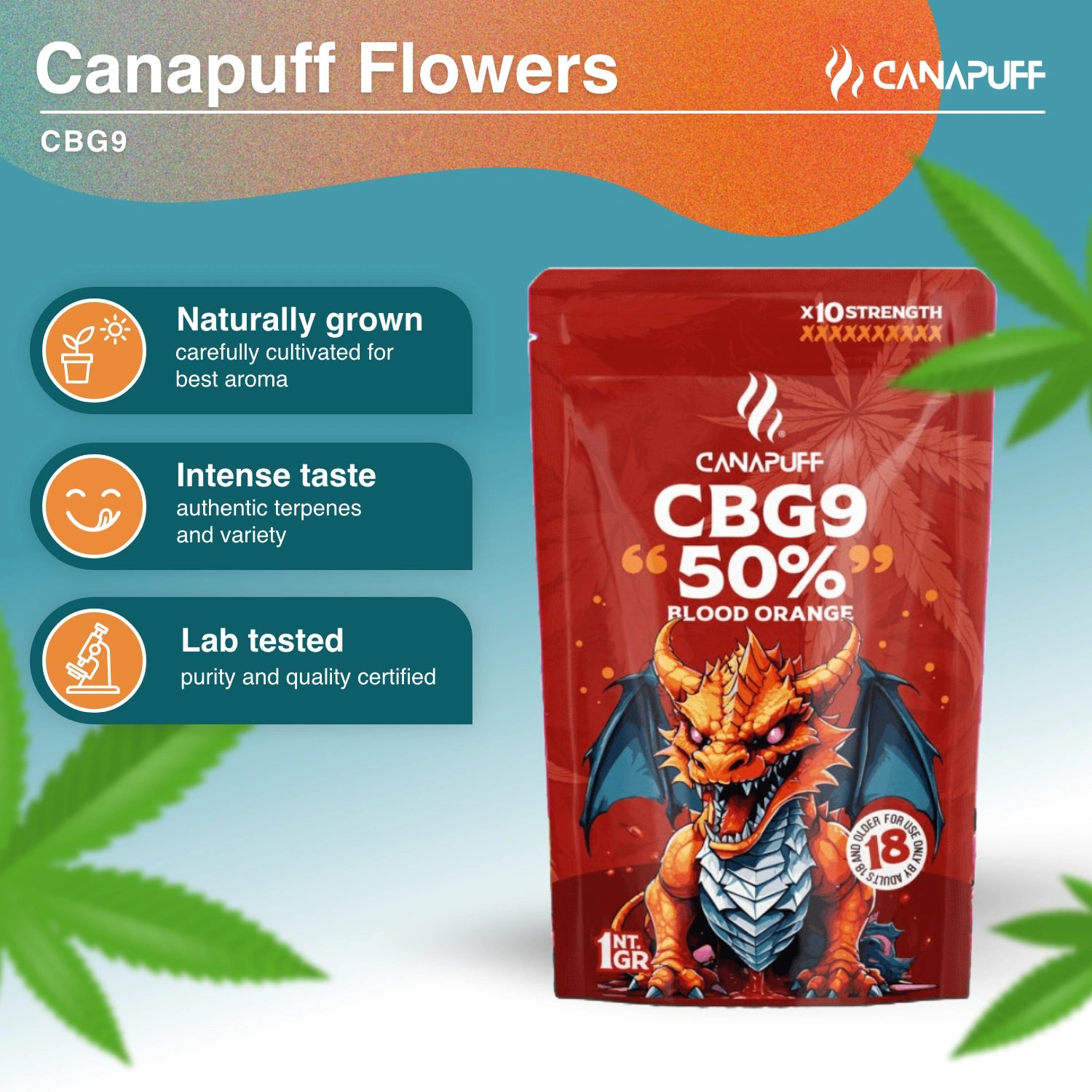 Blood Orange 50% - CBG9 Flowers - Canapuff