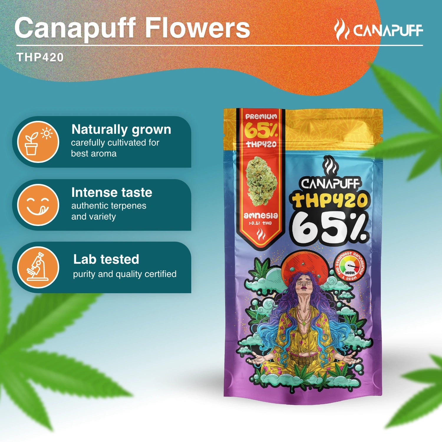 Amnesia 65% - THP420 Flower - Canapuff 