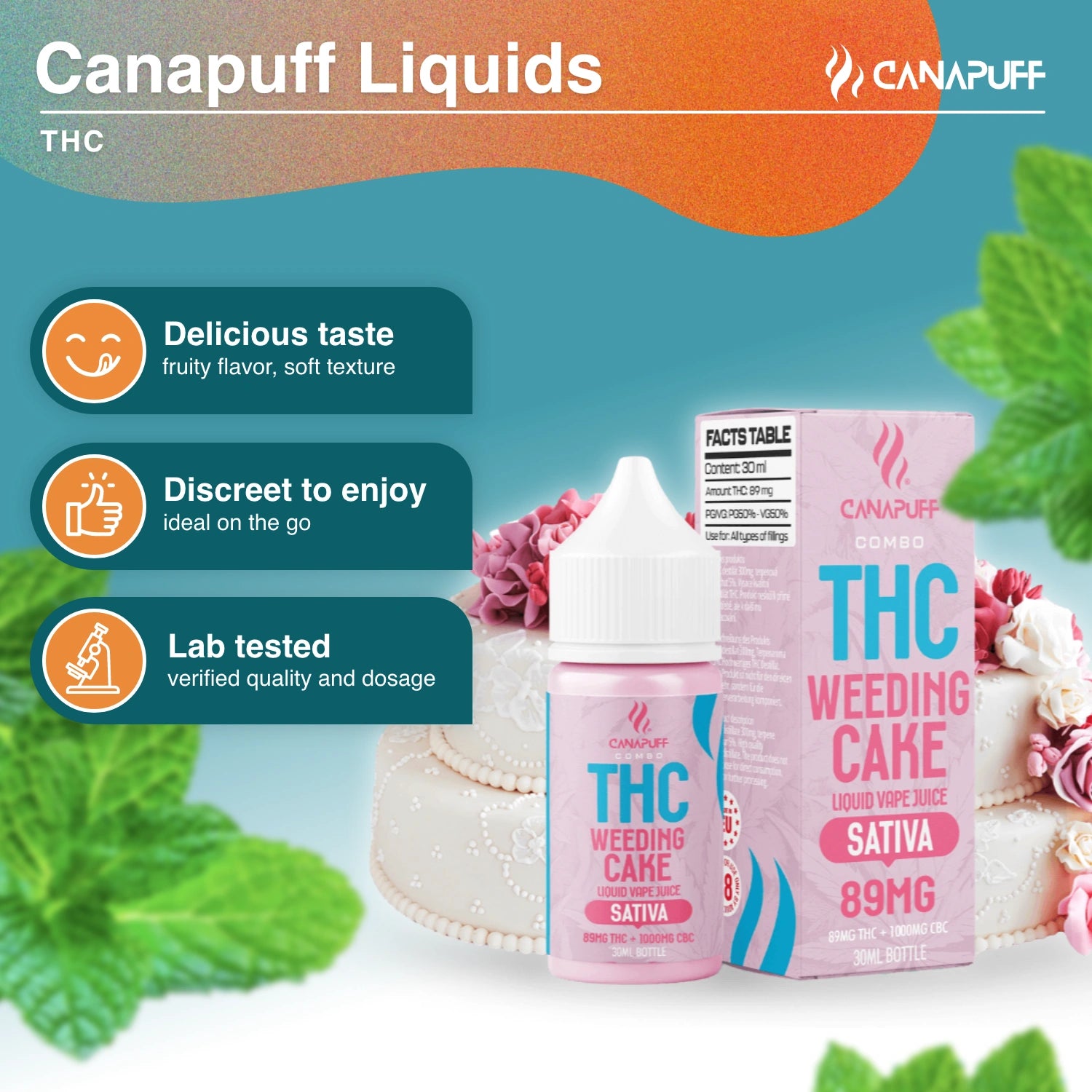 THC Liquid 89mg THC/1000mg CBC - Weeding Cake - 30ml - Canapuff