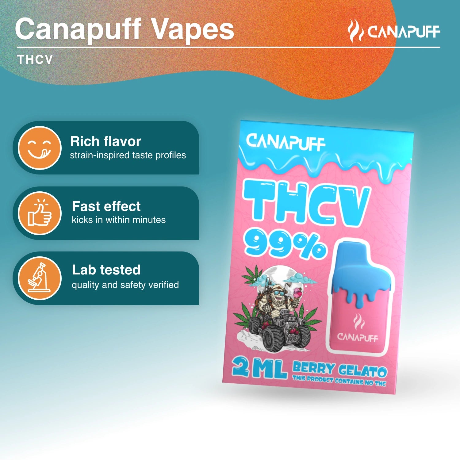 Berry Gelato 99% THCv - Vape - 2ml - Canapuff