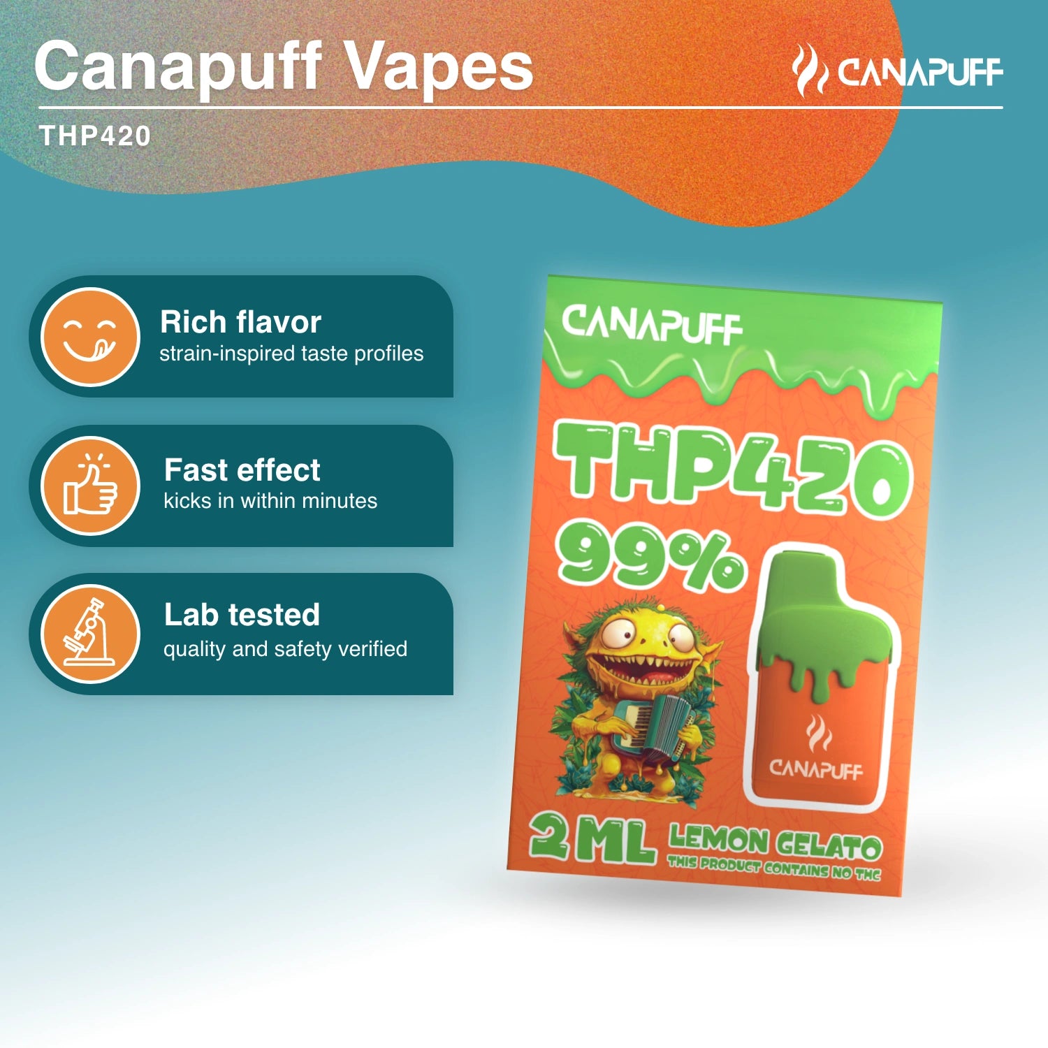 Lemon Gelato 99% THP420 - Vape - 2ml - Canapuff