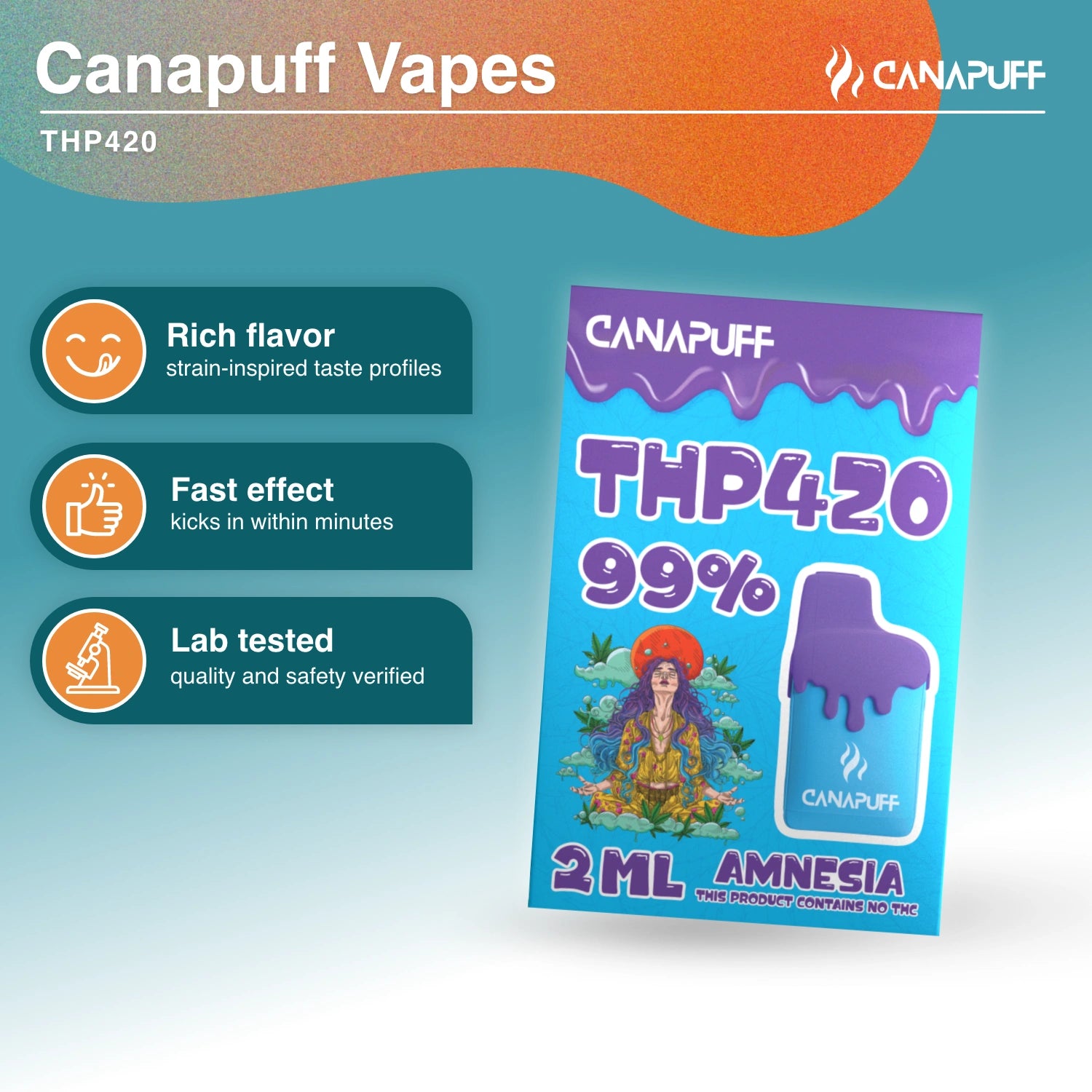 Amnesia 99% THP420 - Vape - 2ml - Canapuff