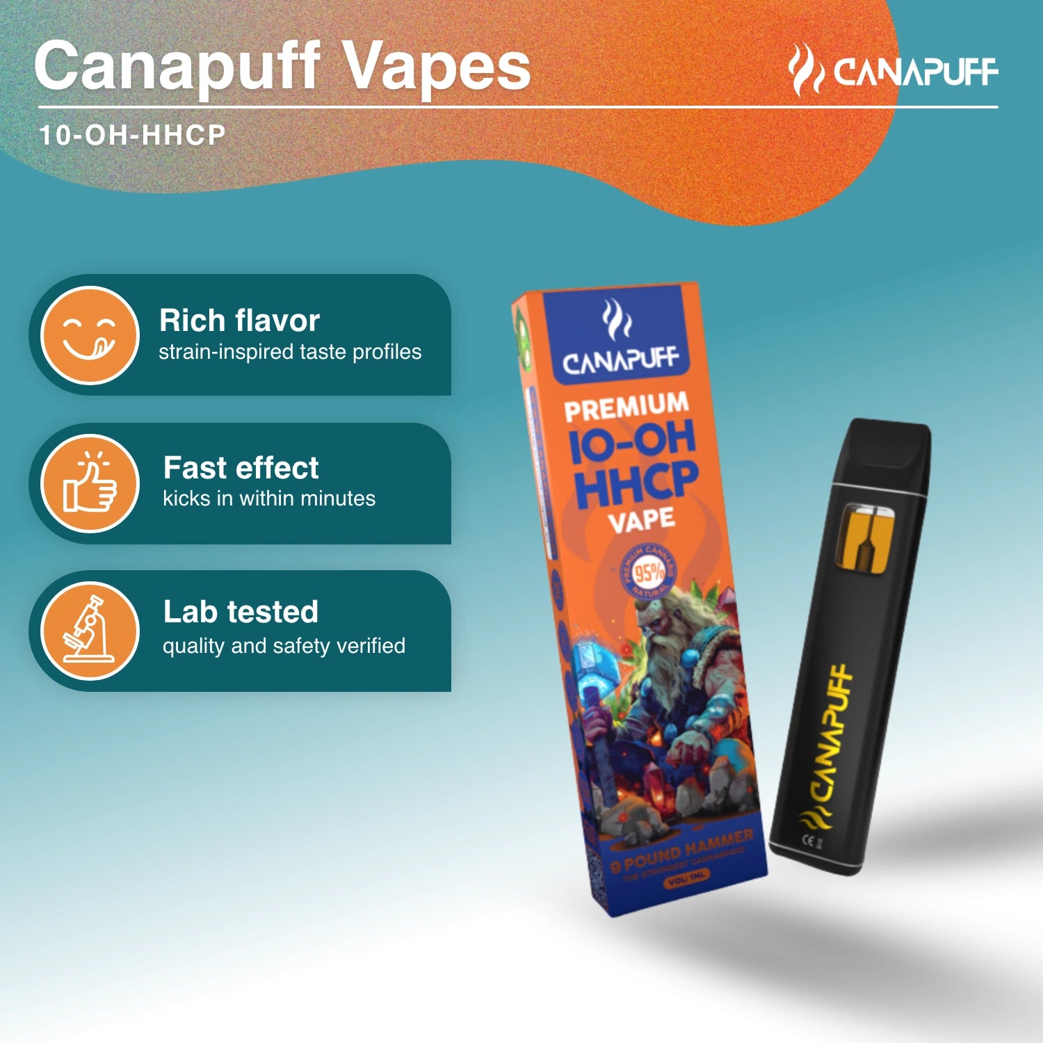 9 Pound Hammer 95% 10-OH-HHCP  - Vape - 1ml - Canapuff