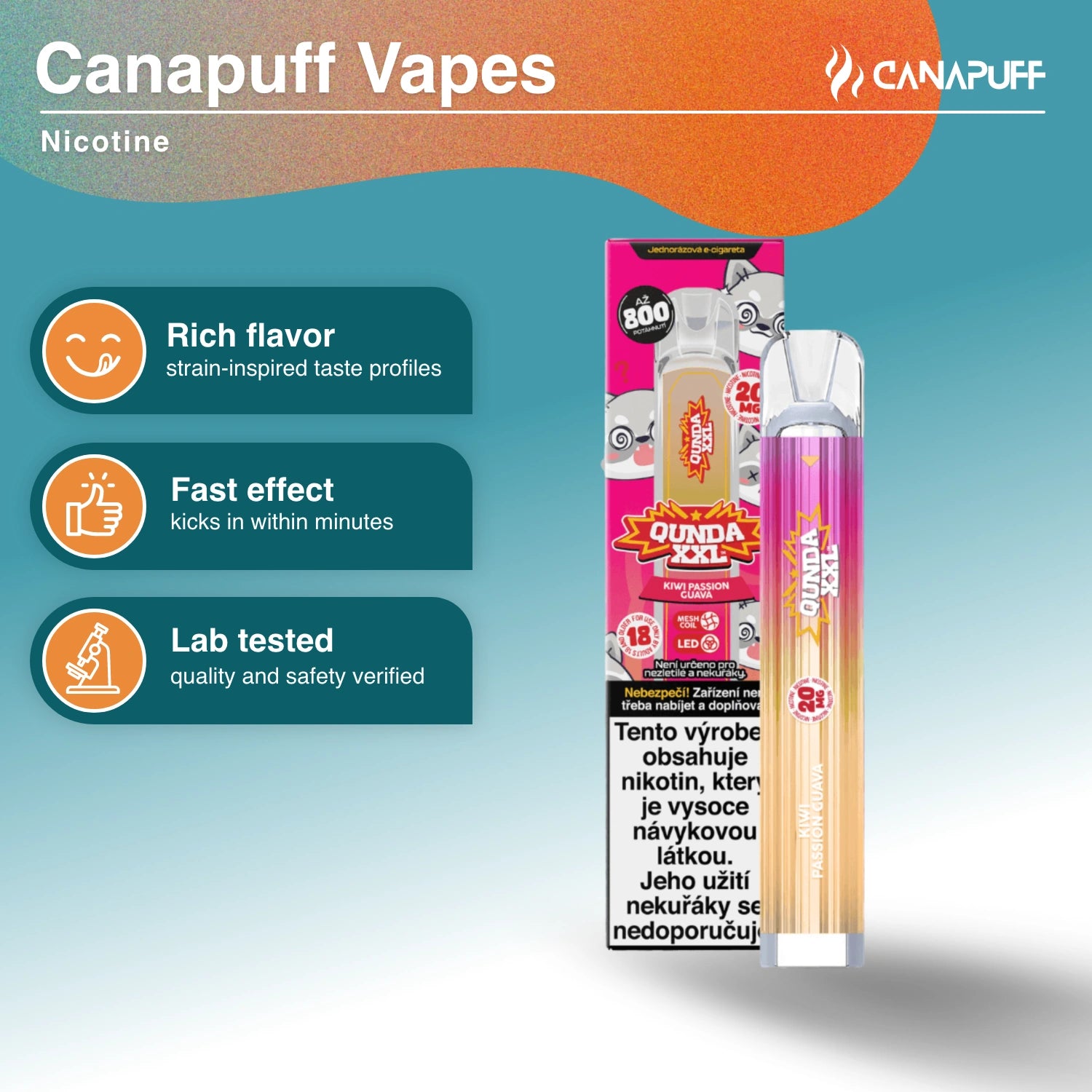 Qunda XXL Kiwi Passion Guava - Nicotine Vape - Canapuff