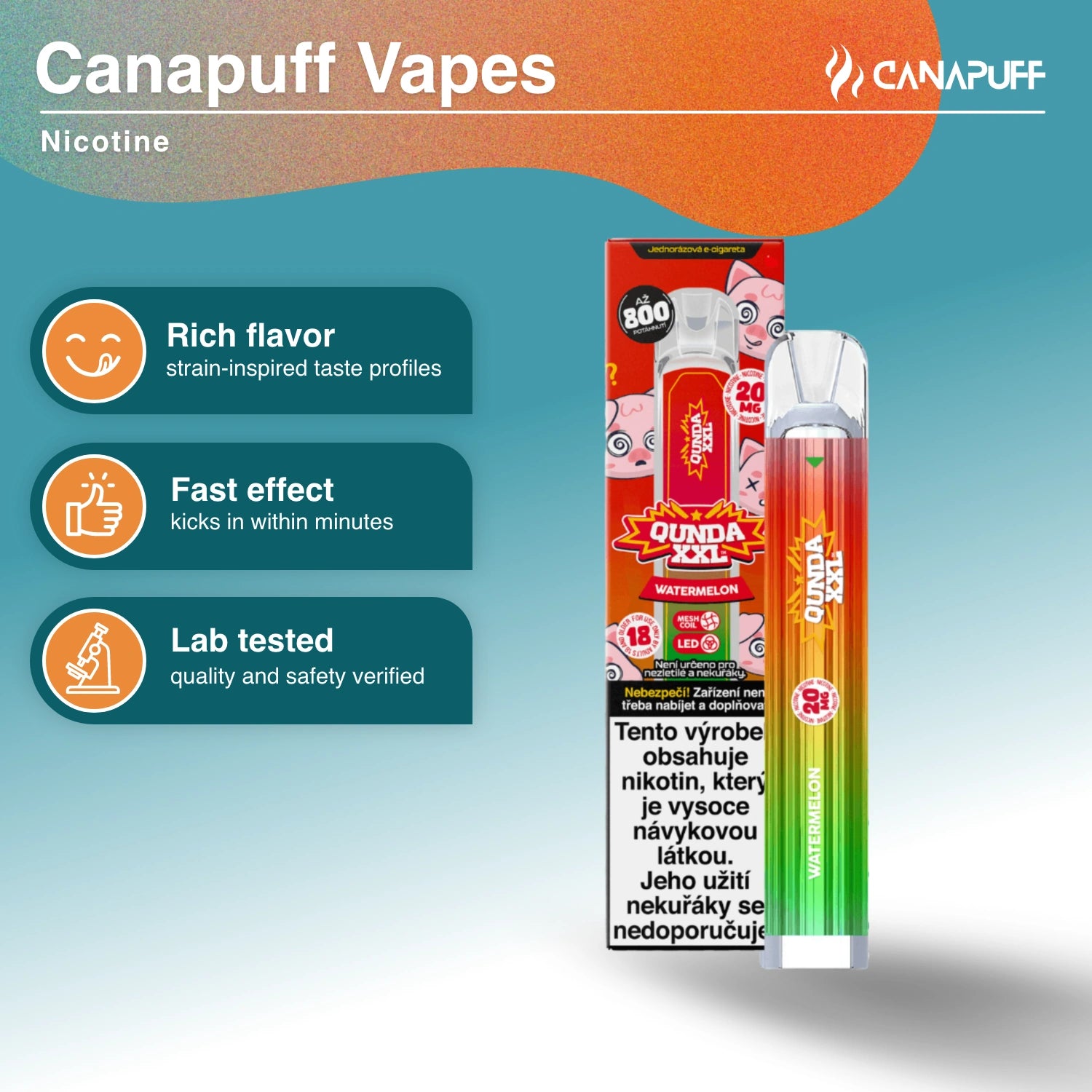 Qunda XXL Watermelon - Nicotine Vape - Canapuff