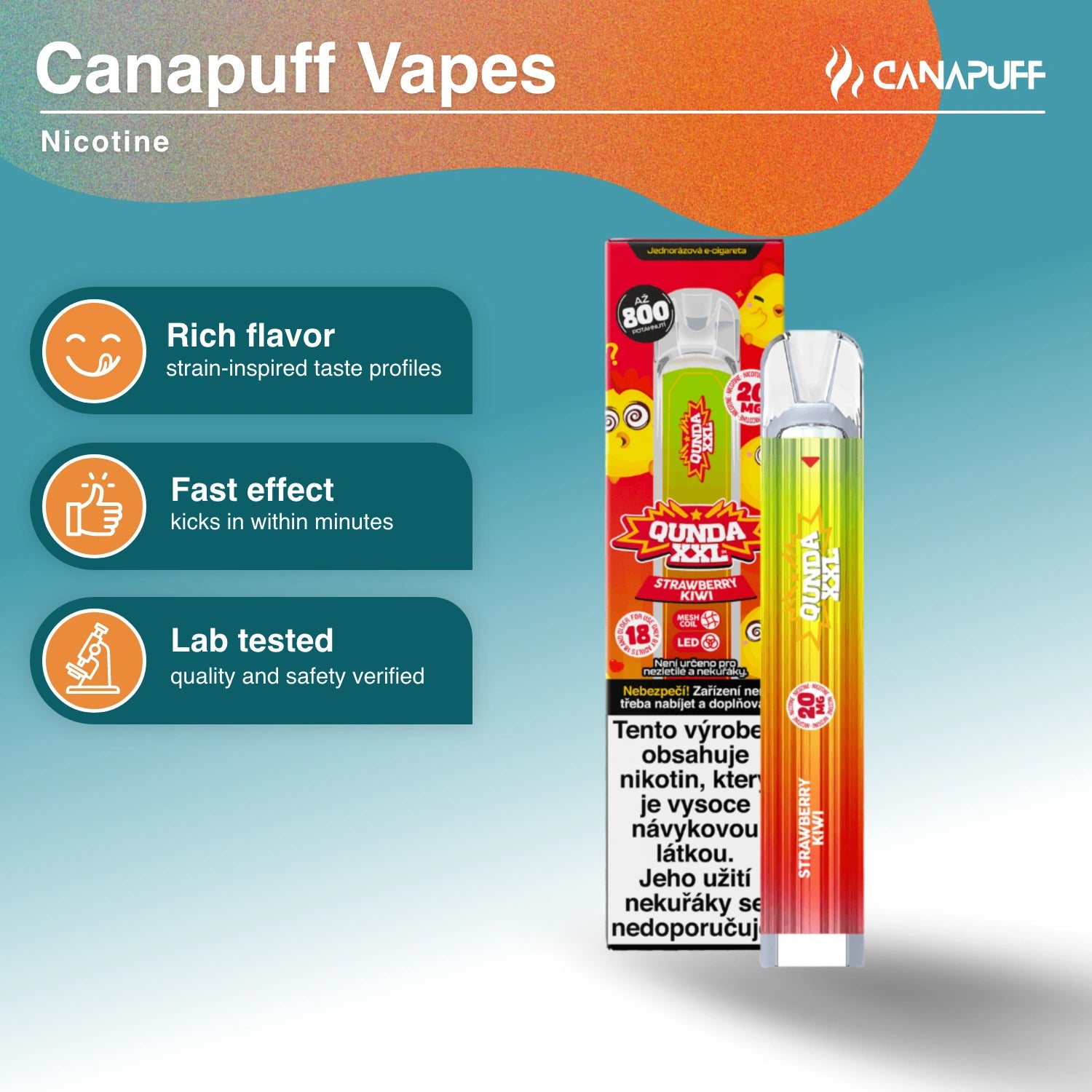 Qunda XXL Strawberry Kiwi - Nicotine Vape - Canapuff