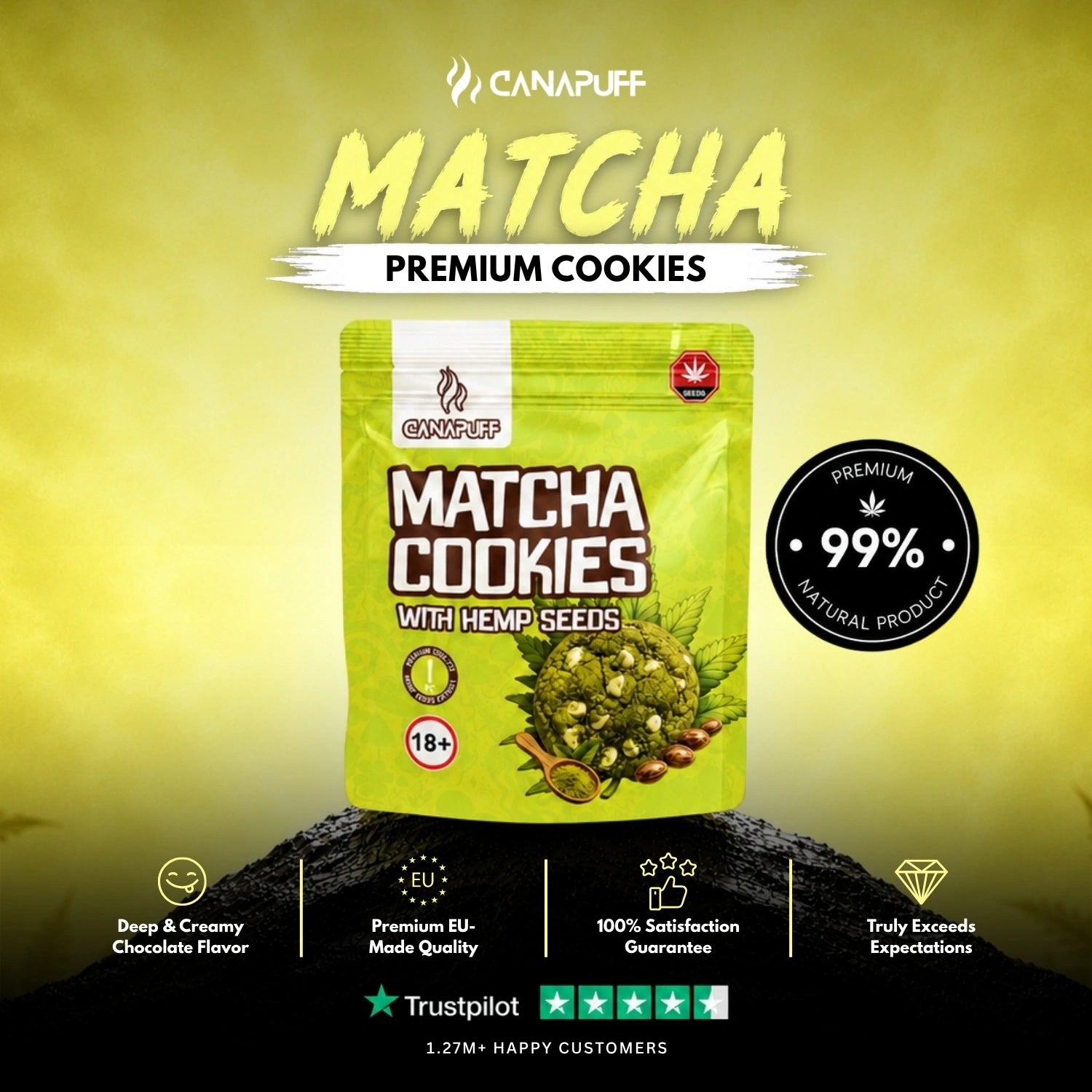 Matcha Cookies з насінням конопель