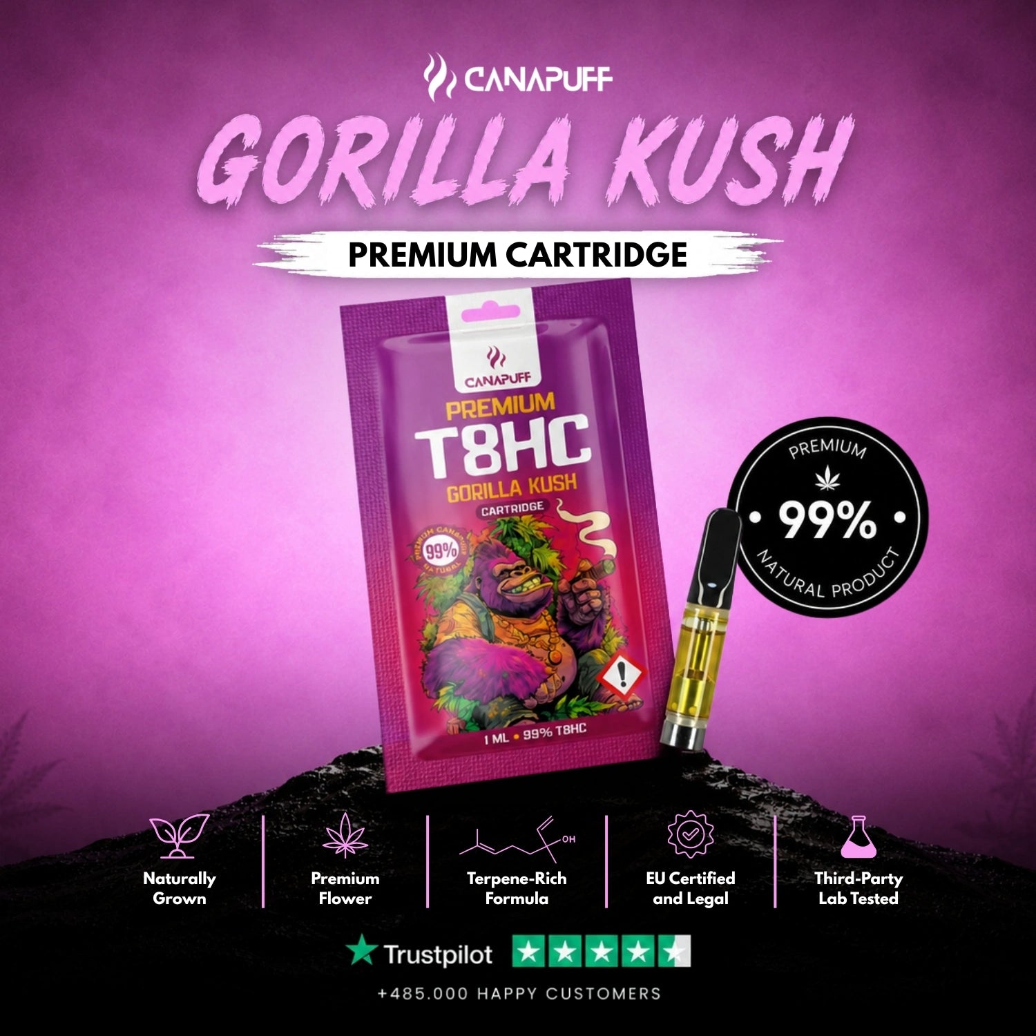 T8HC Wkład Gorilla Kush 99%