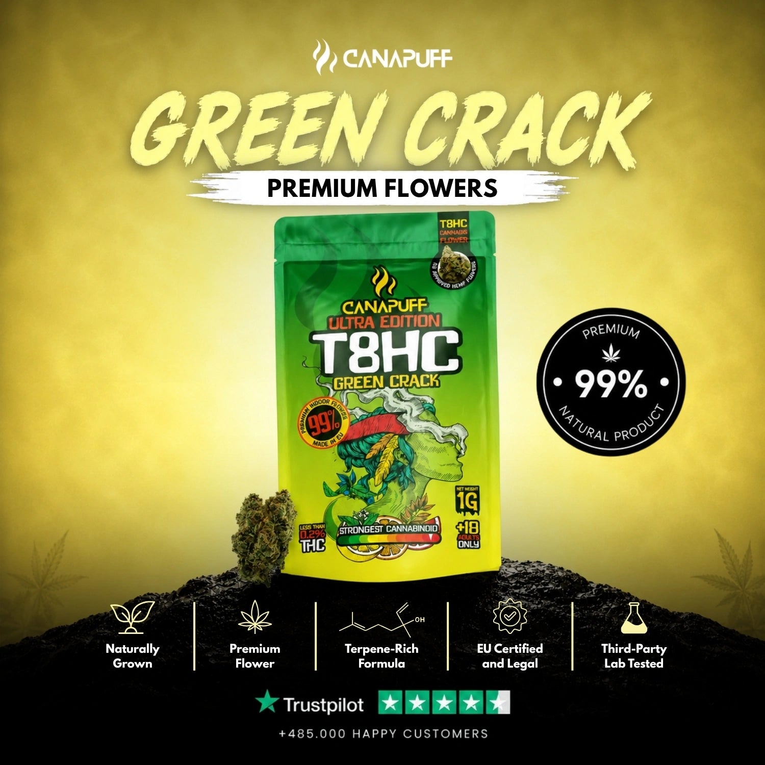 T8HC Květy Green Crack Ultra Edition 99%