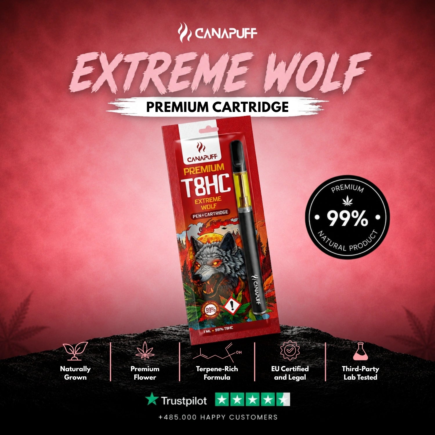 T8HC Pen+Cartridge Extreme Wolf 99%