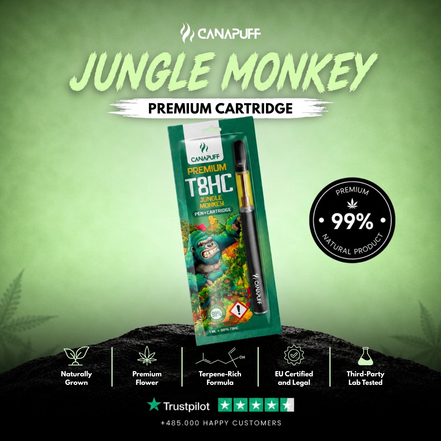 T8HC Pen+Cartridge Jungle Monkey 99%