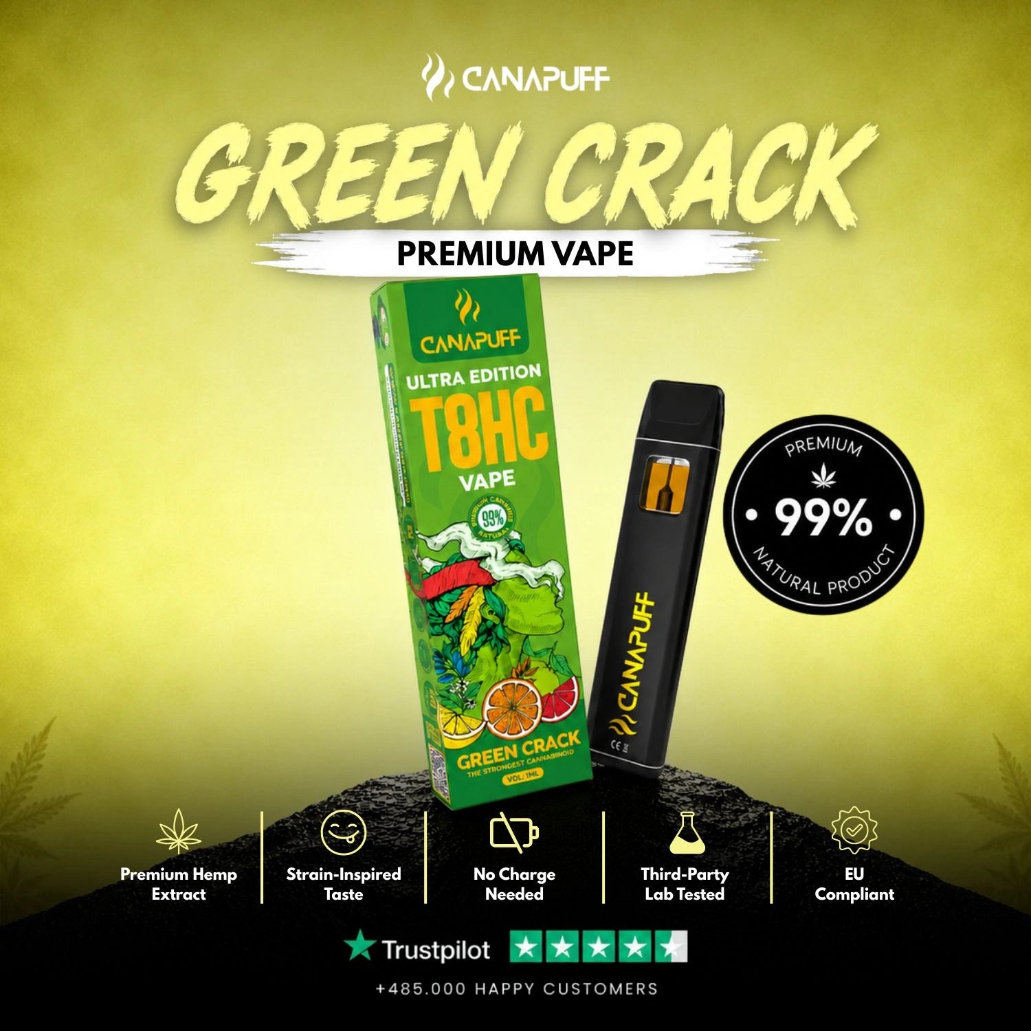 T8HC Vape Green Crack Ultra Edition 99 % 1 ml