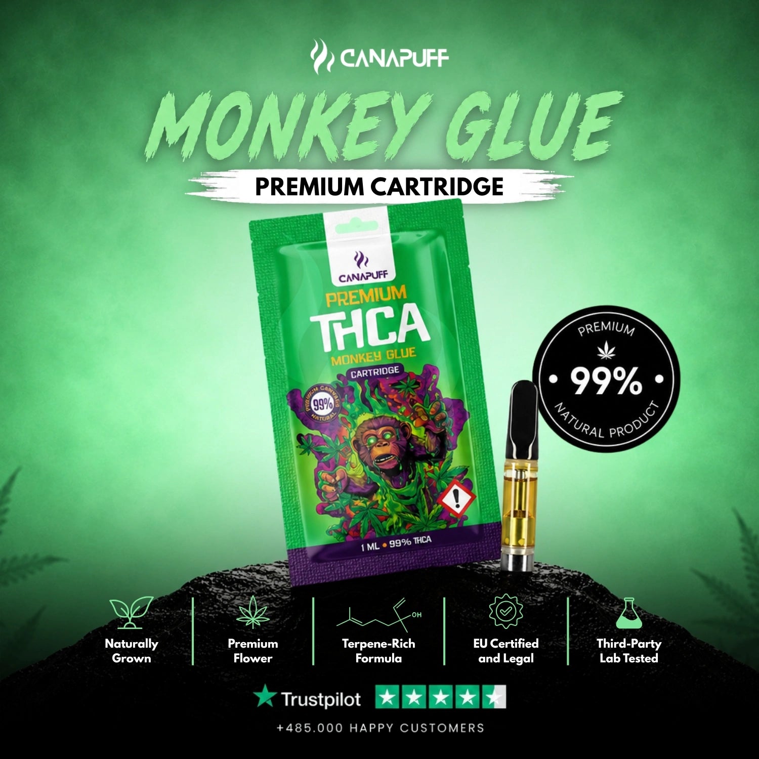 THCA Cartridge Monkey Glue 99%