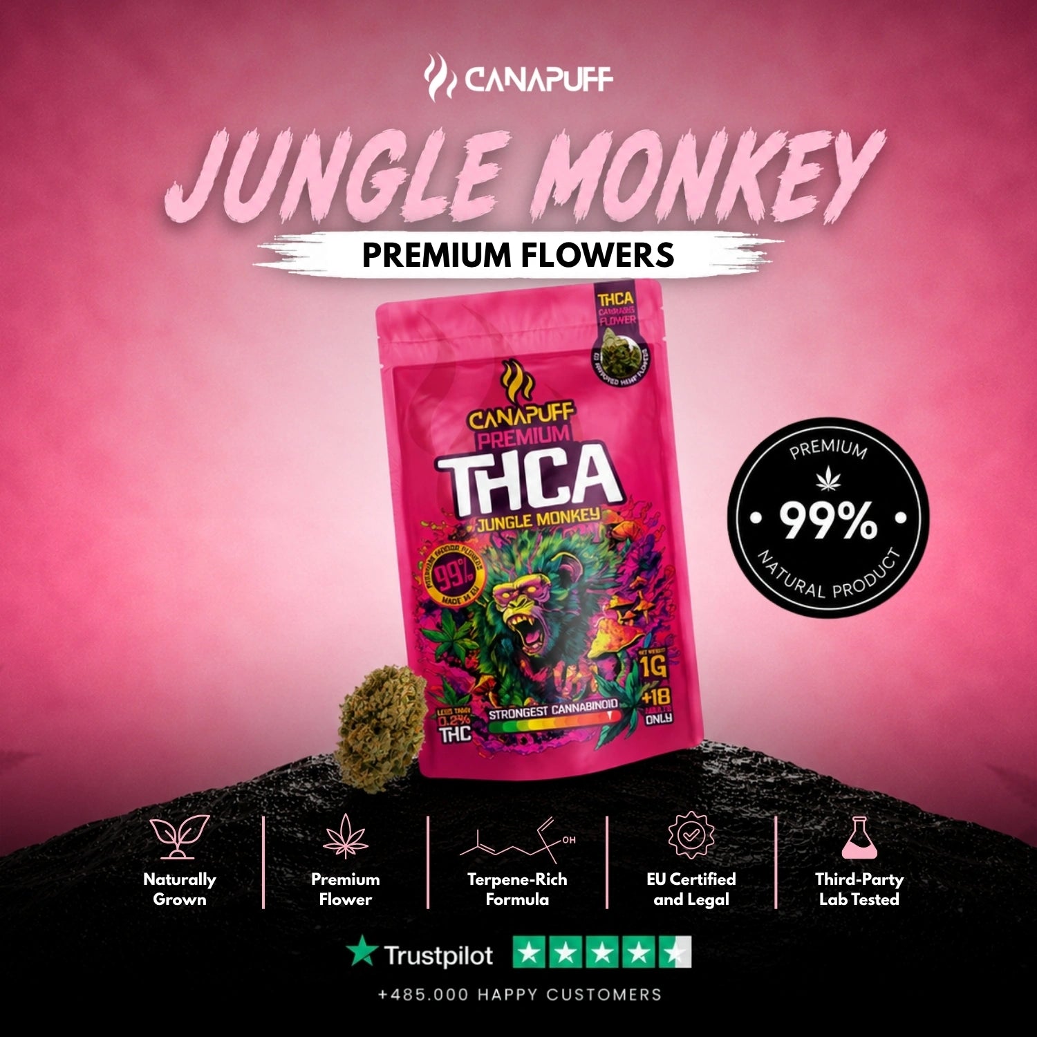 THCA Цветя Jungle Monkey 99%