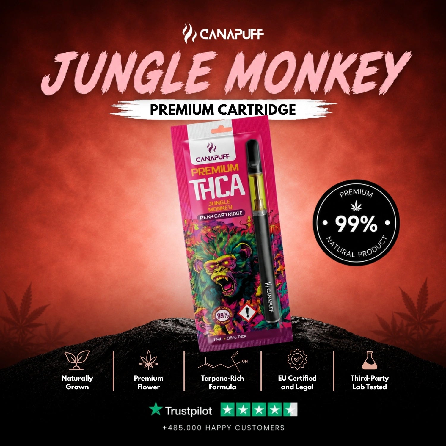THCA Pen+patron Jungle Monkey 99%
