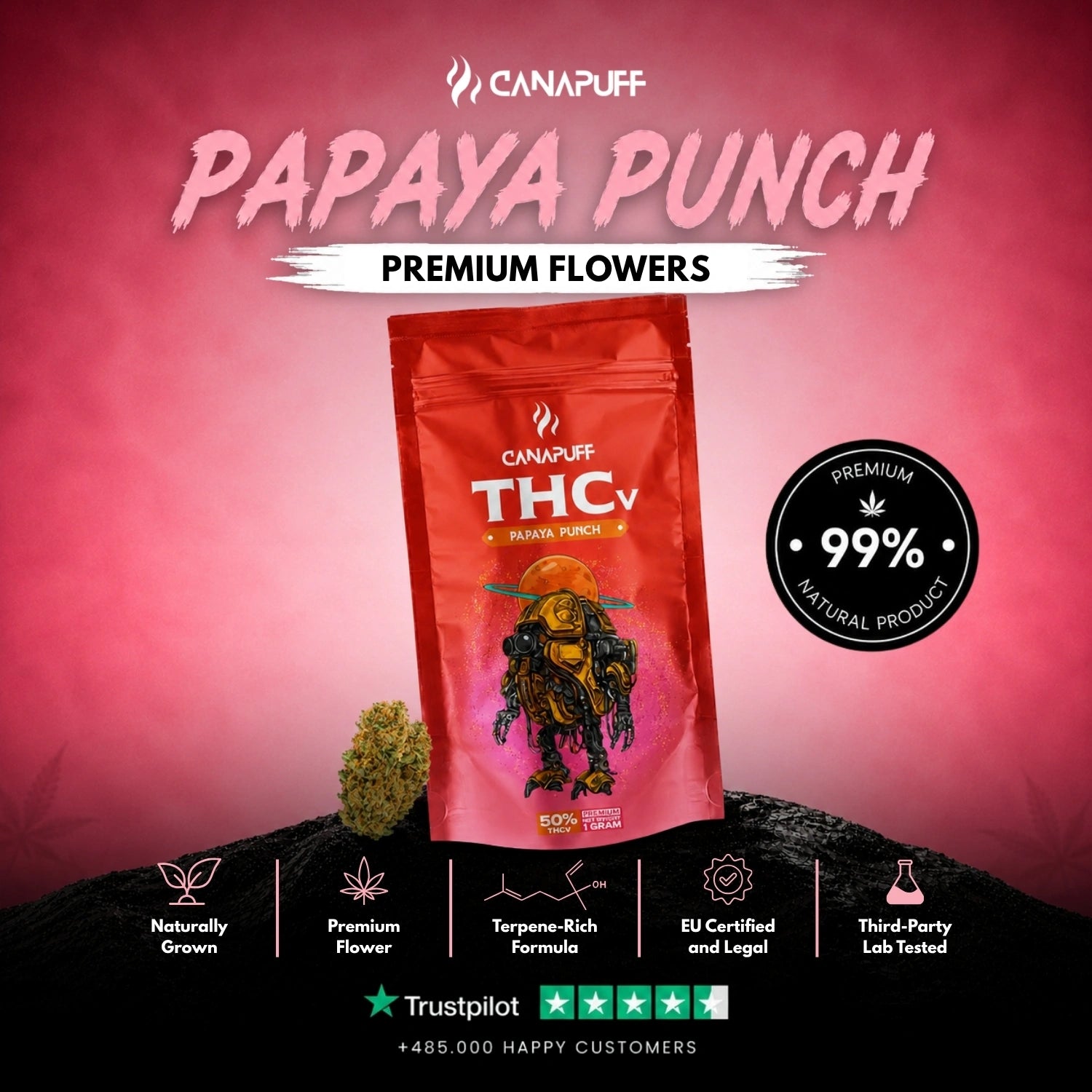 THCv Gėlės Papaya Punch 50%