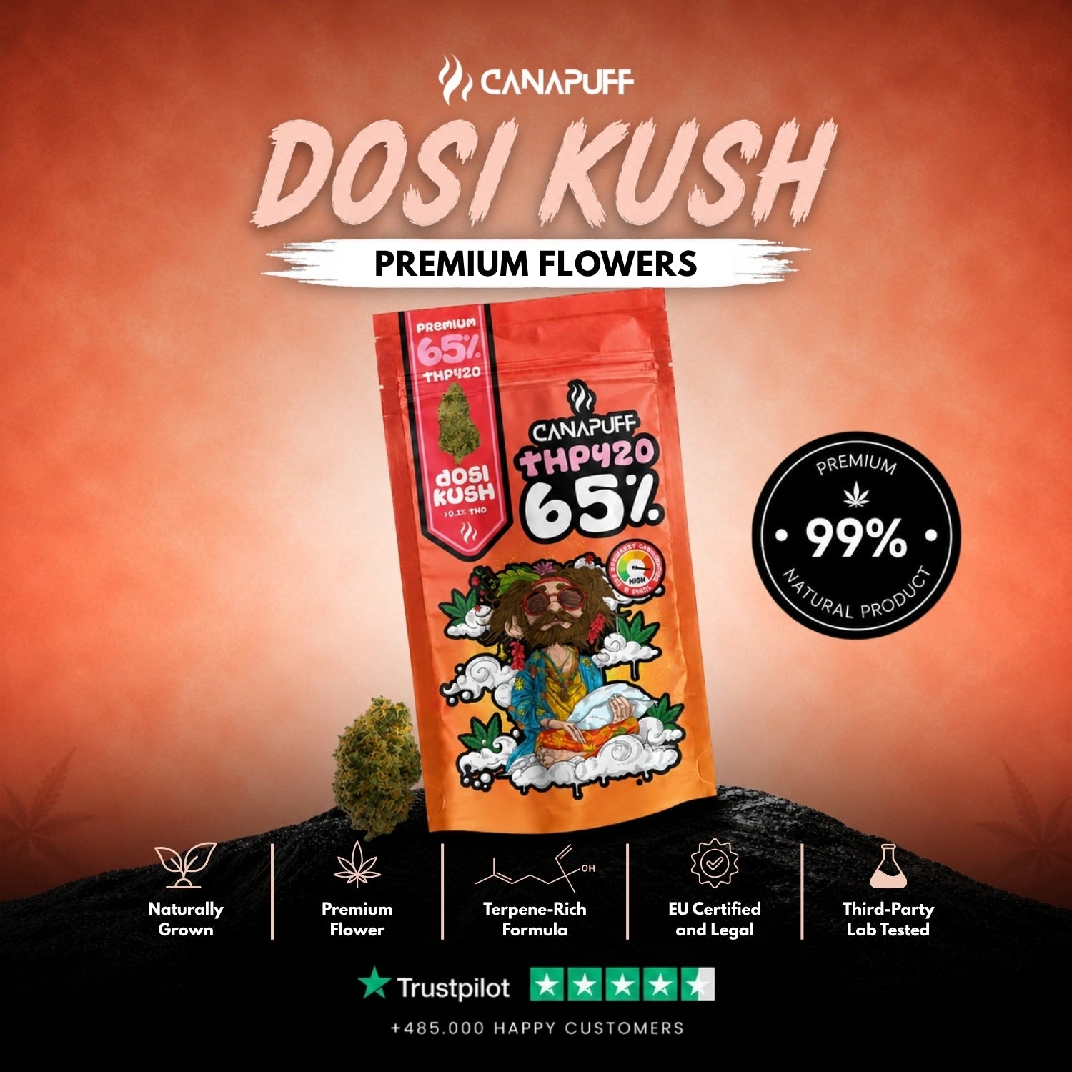 THP420 flori Dosi Kush 65%