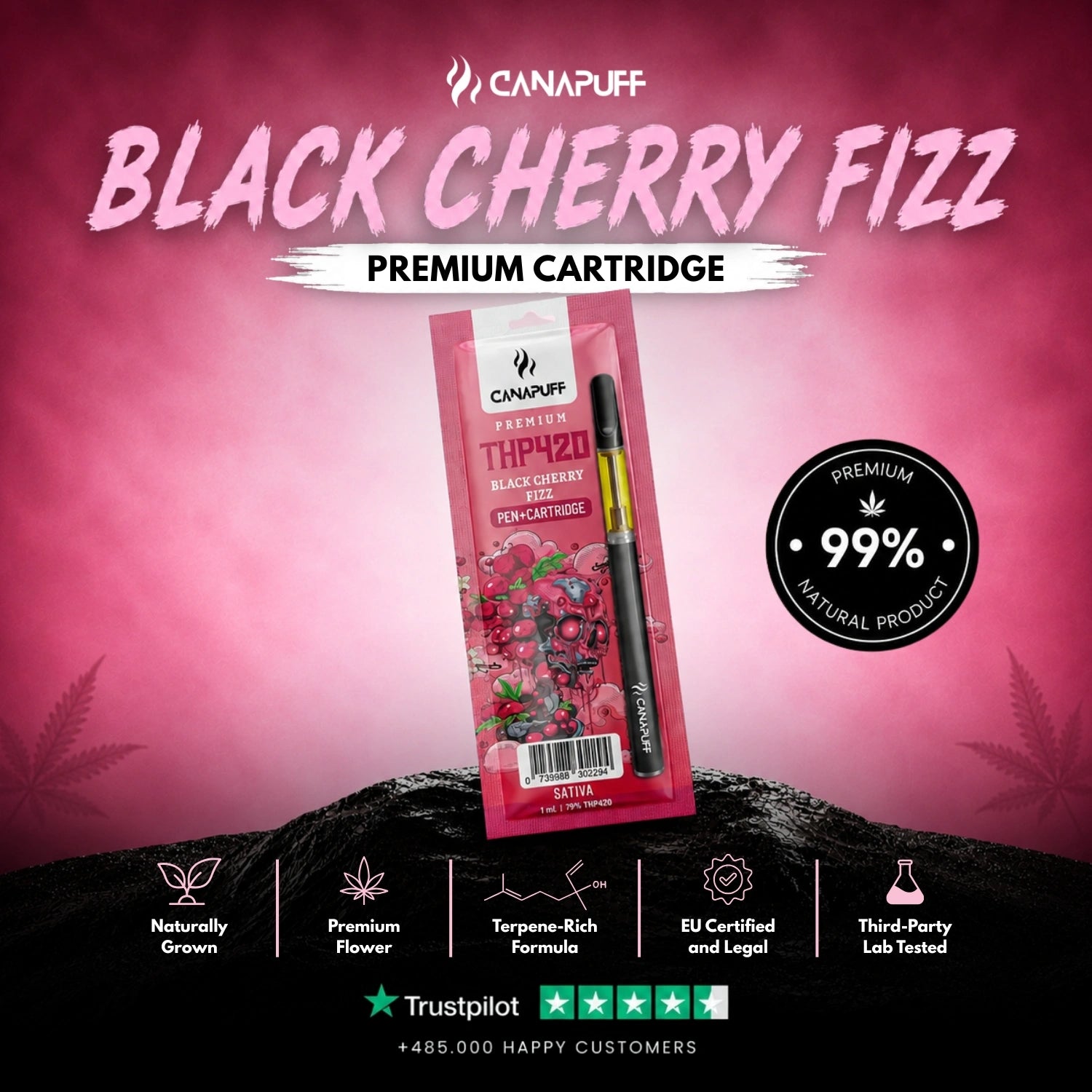 THP420 Pen+Cartridge Fizz de cireșe negre 79%