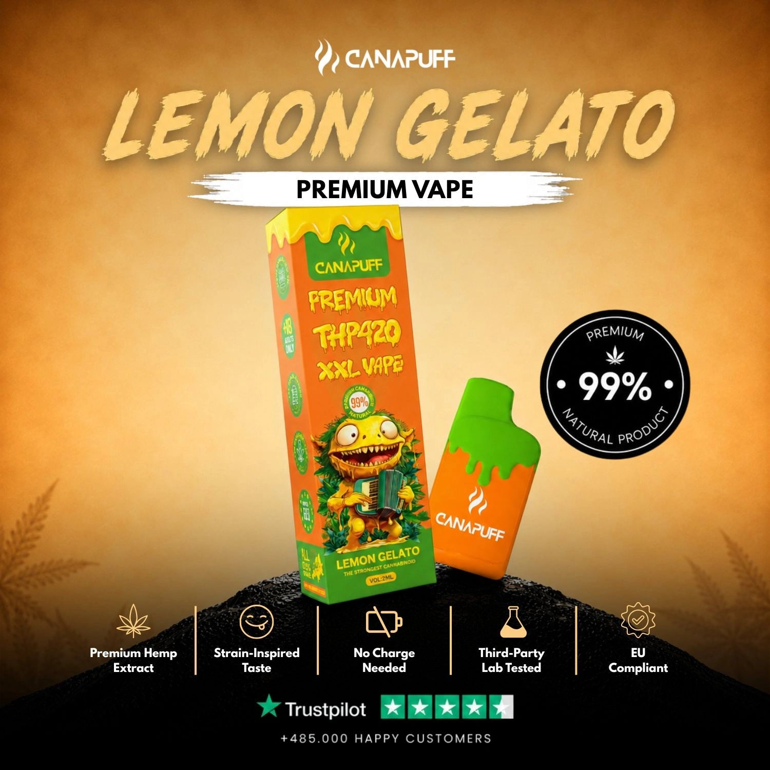 THP420 Vape Lemon Gelato 99 % 2 ml