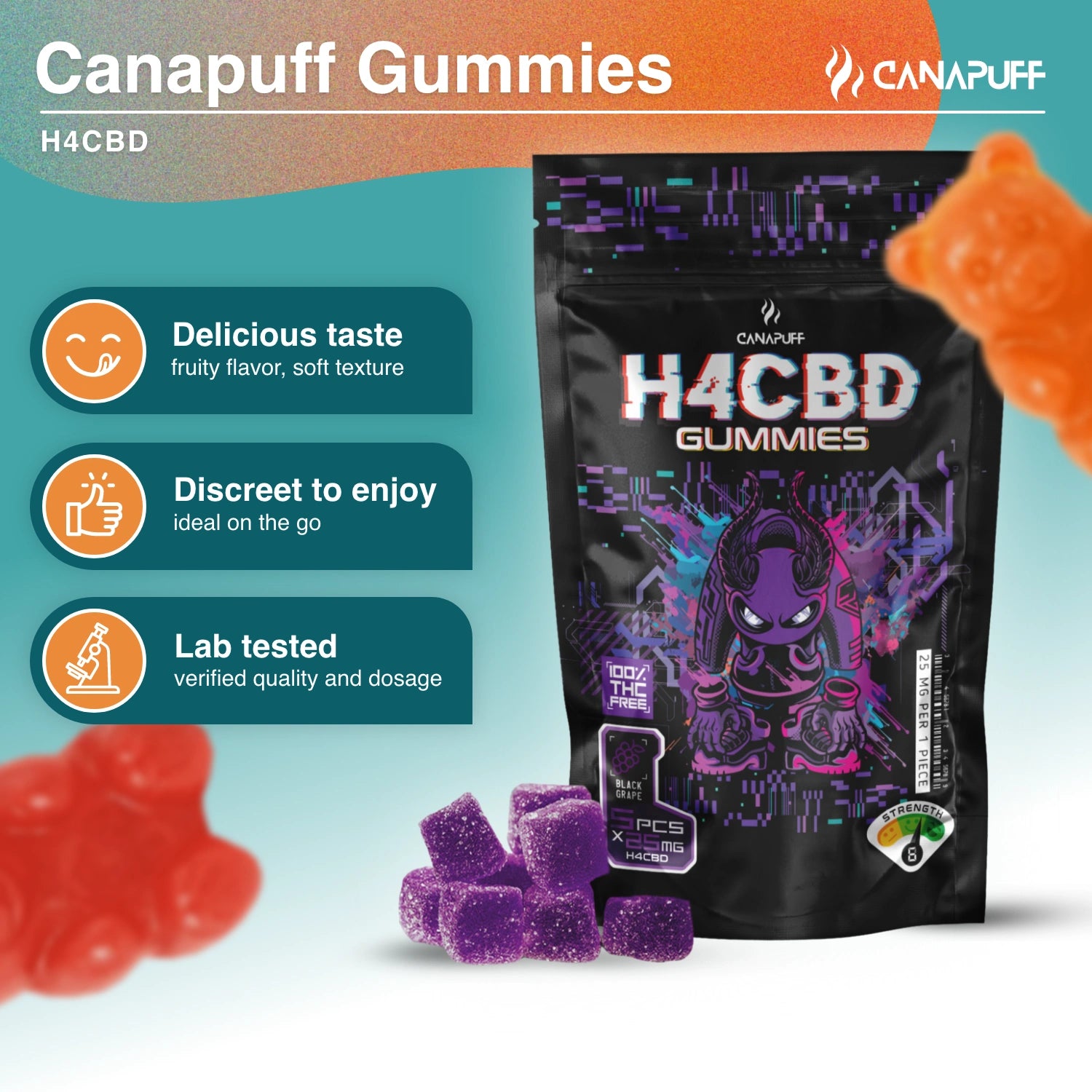 H4CBD Gummies - Black Grape - Canapuff