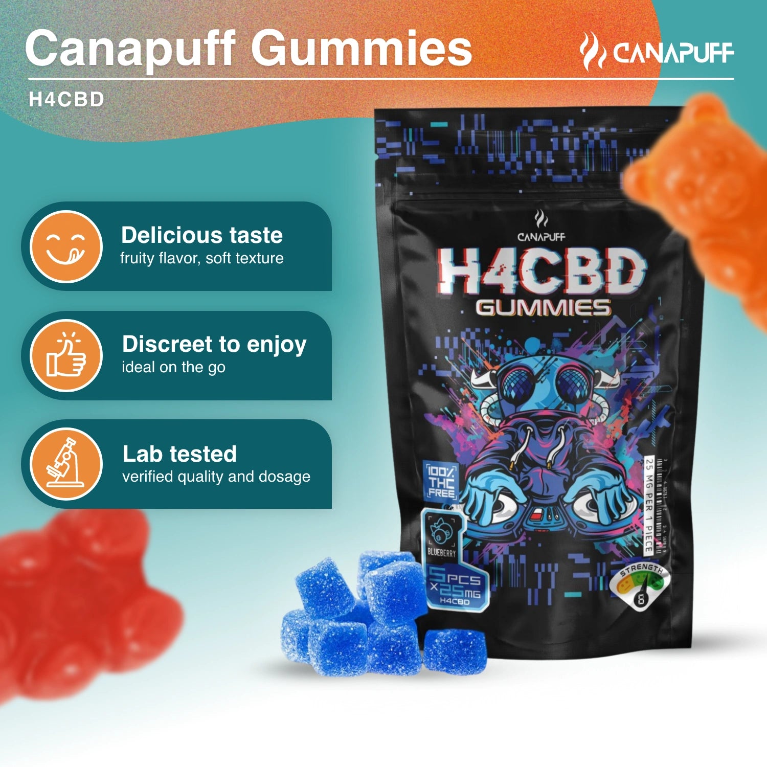 H4CBD Gummies - Blueberry - Canapuff