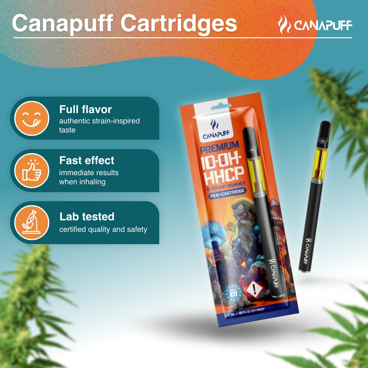 Canapuff - 9 Pound Hammer - 10-OH-HHCP 95% - Ручка+Kartrydzh