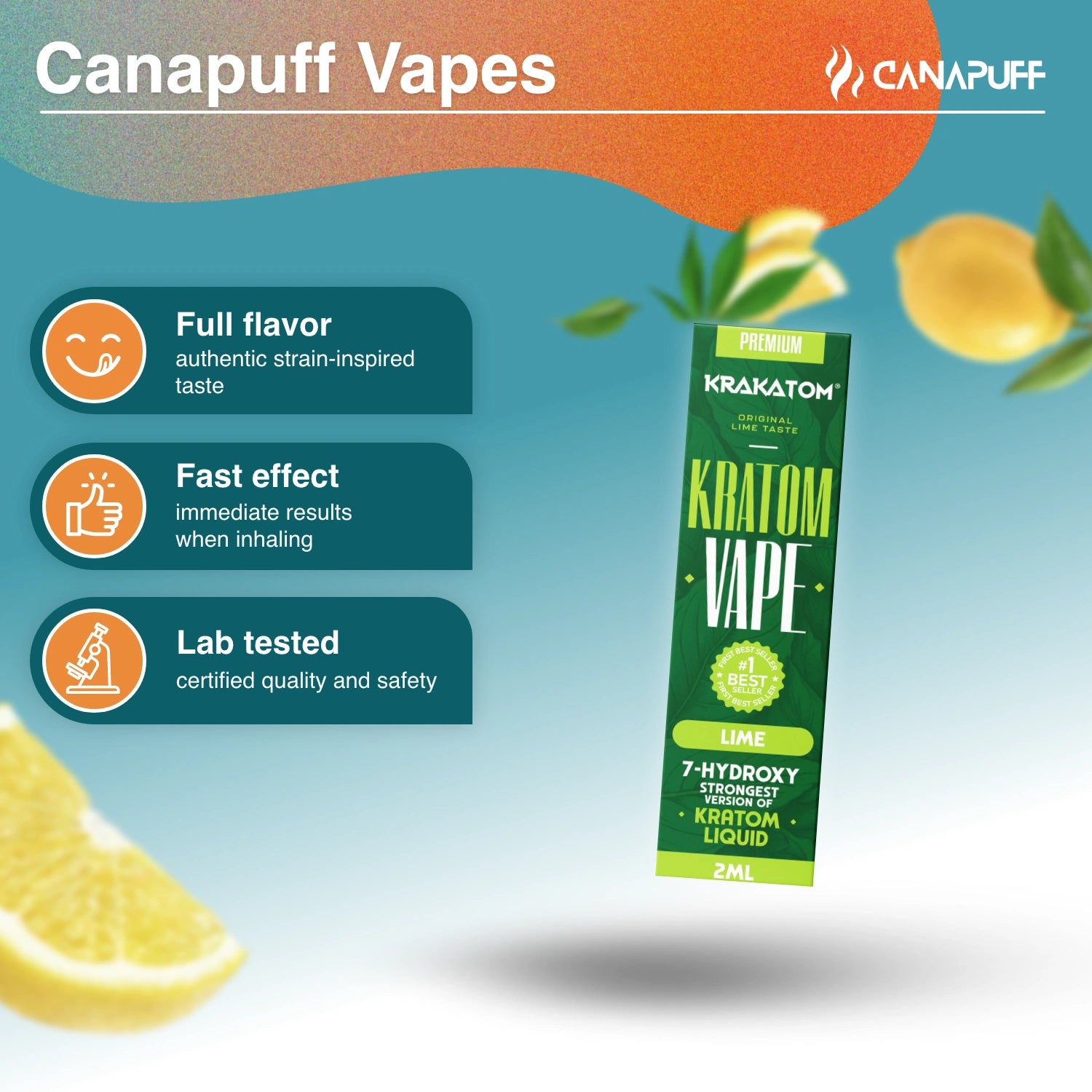 Krakatom - 7-Hydroxy Kratom Vape - Limonka