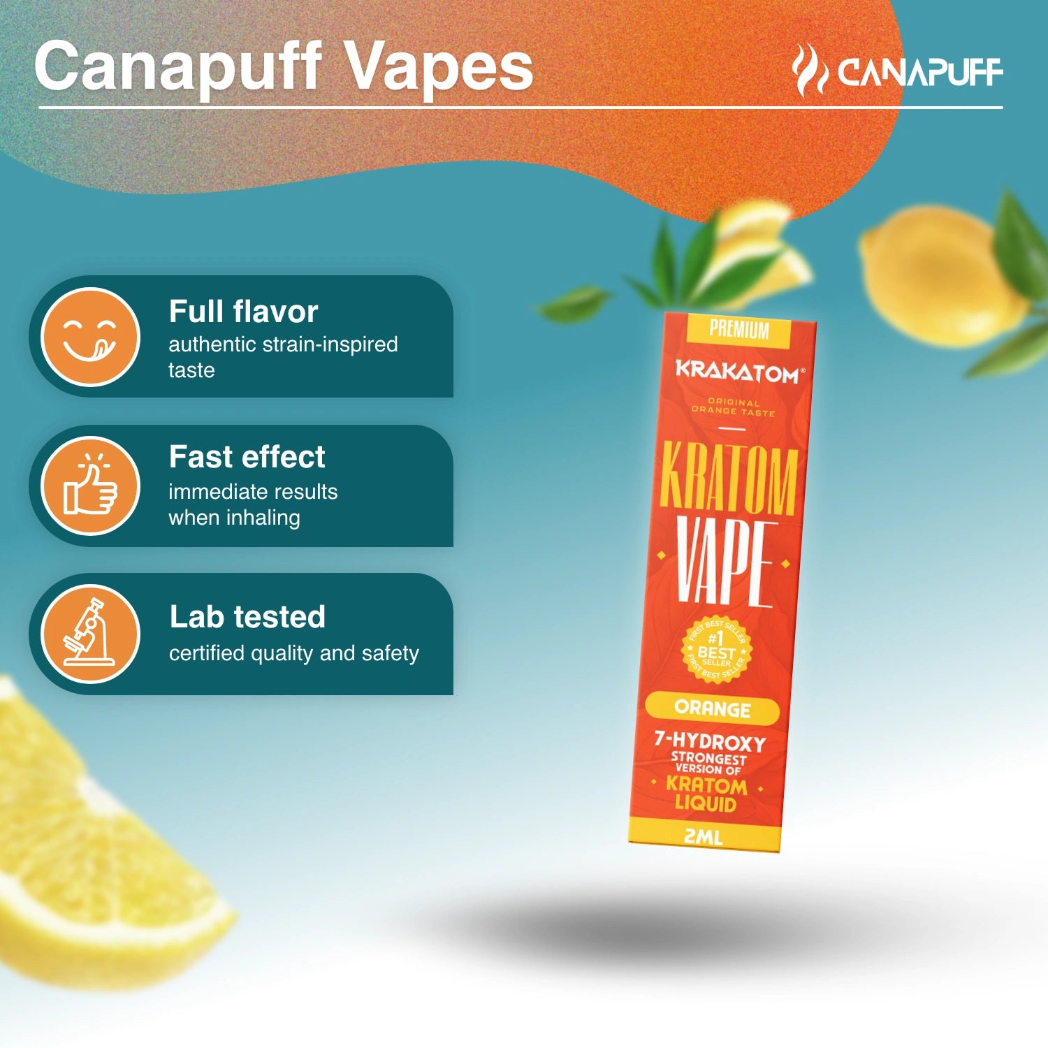 Krakatom - 7-Hydroxy Kratom Vape - Pomarańczowy