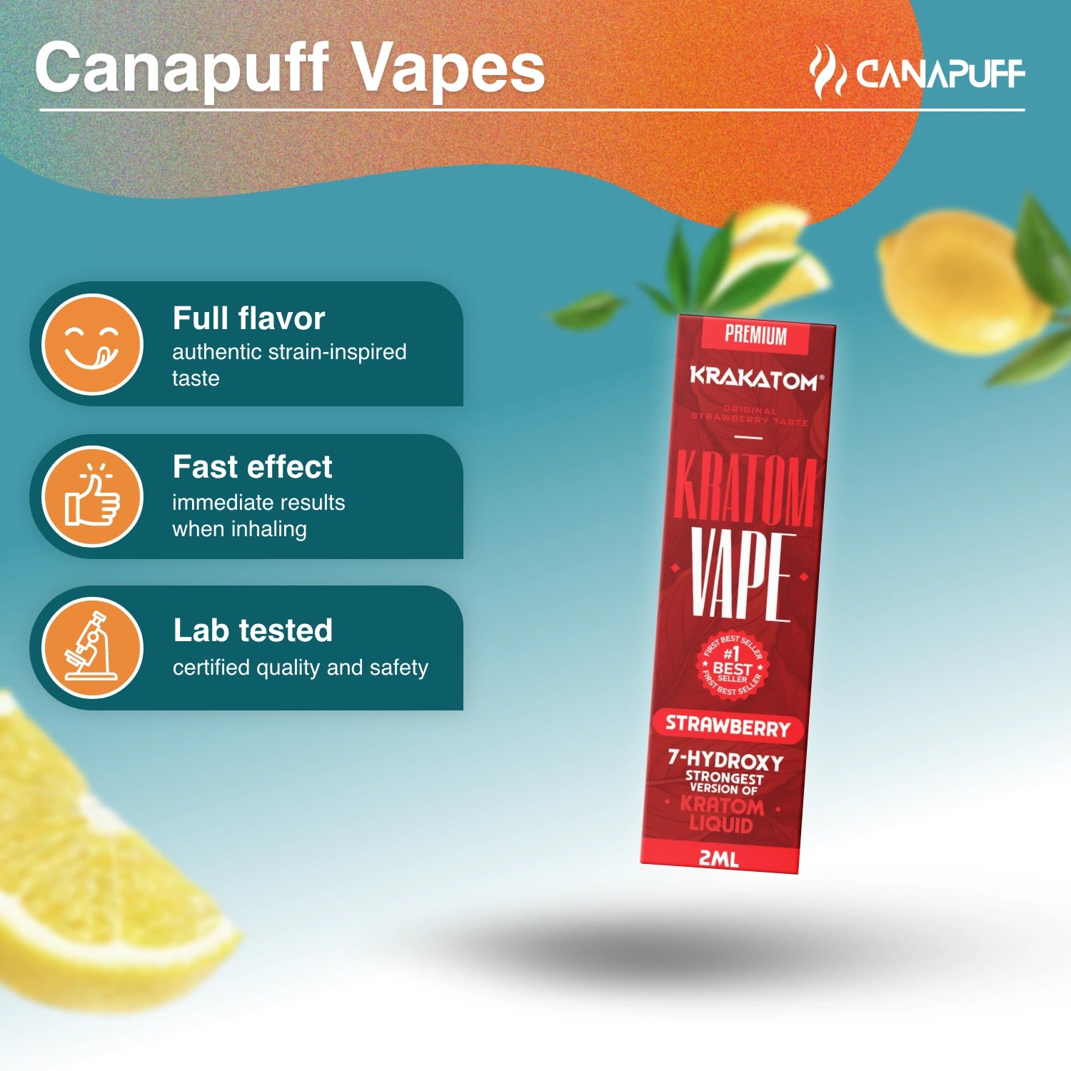 Krakatom - 7-Hydroxy Kratom Vape - Braškė