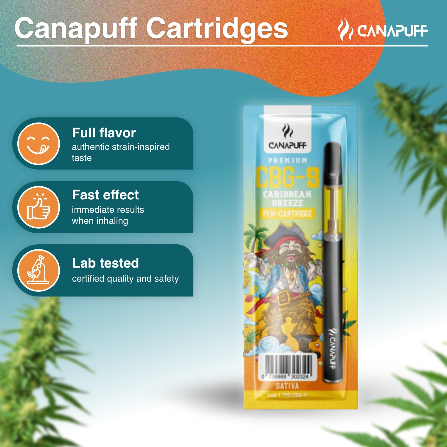 Canapuff - Karibų brizas - CBG9 79% - Rašiklis + kasetė