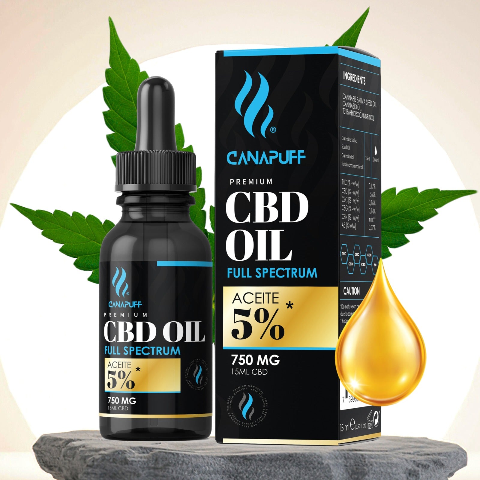 Canapuff - CBD Oil - Full Spectrum - 5% - 15ml