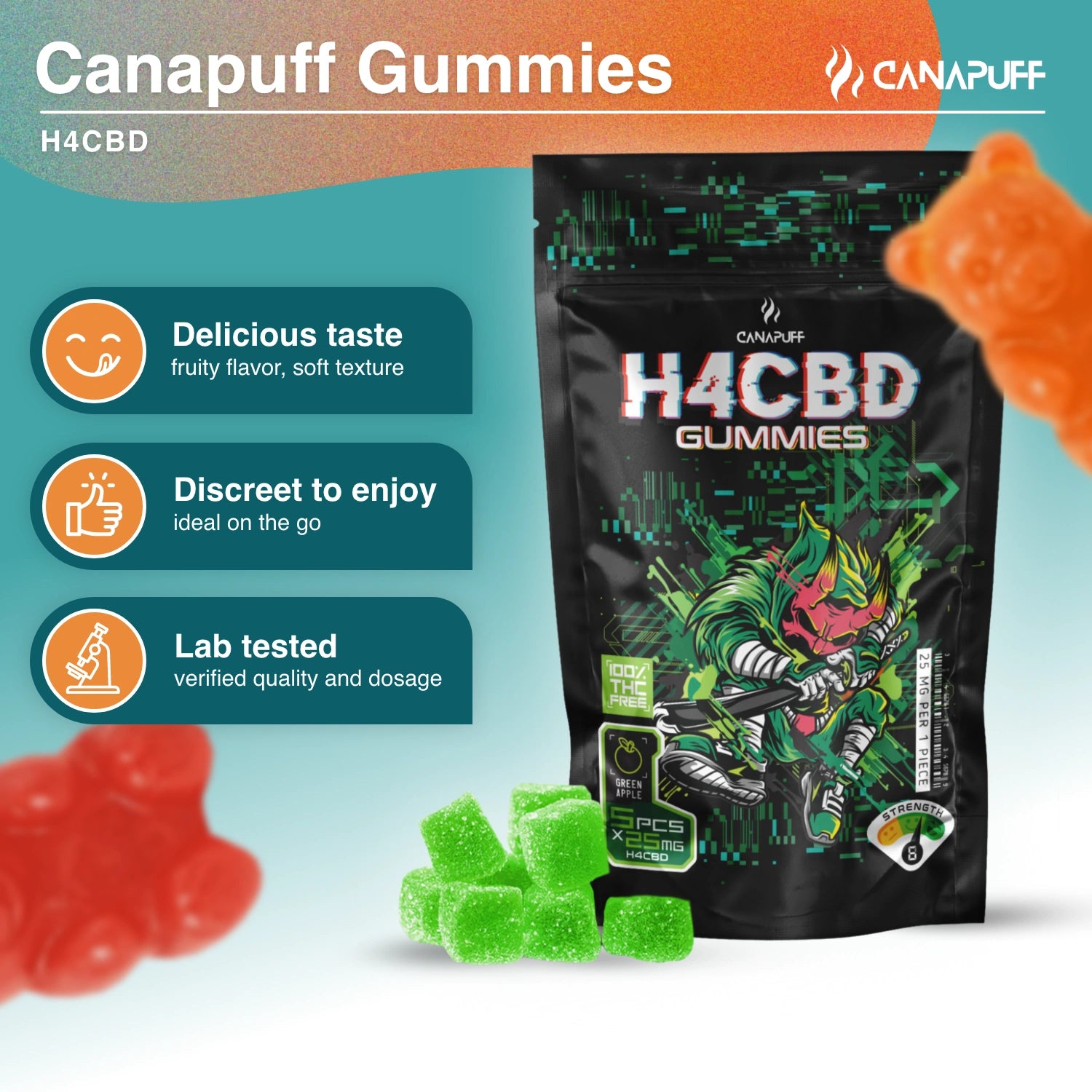 H4CBD Gummies - Green Apple - Canapuff