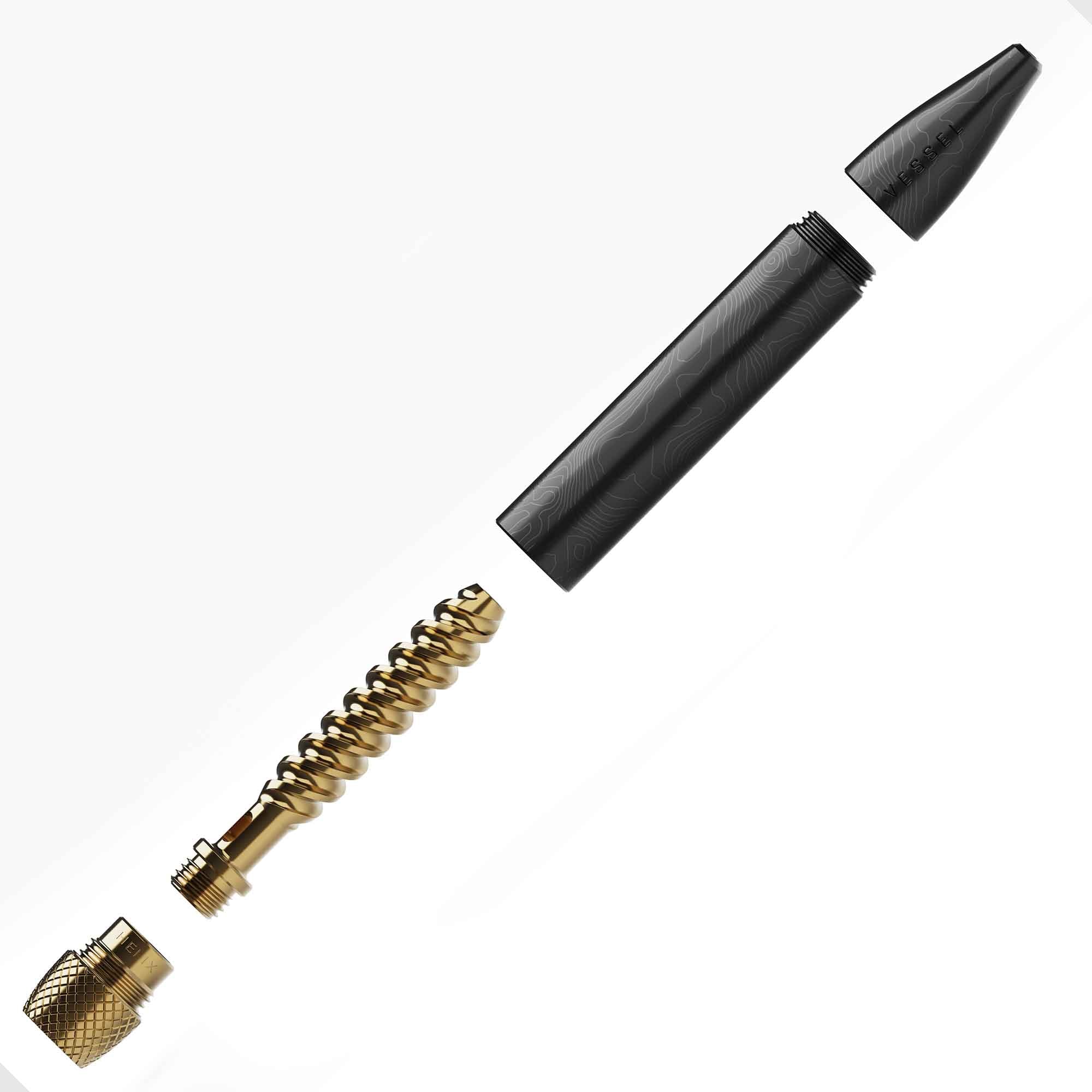 CBD oil cartridge with golden liquid