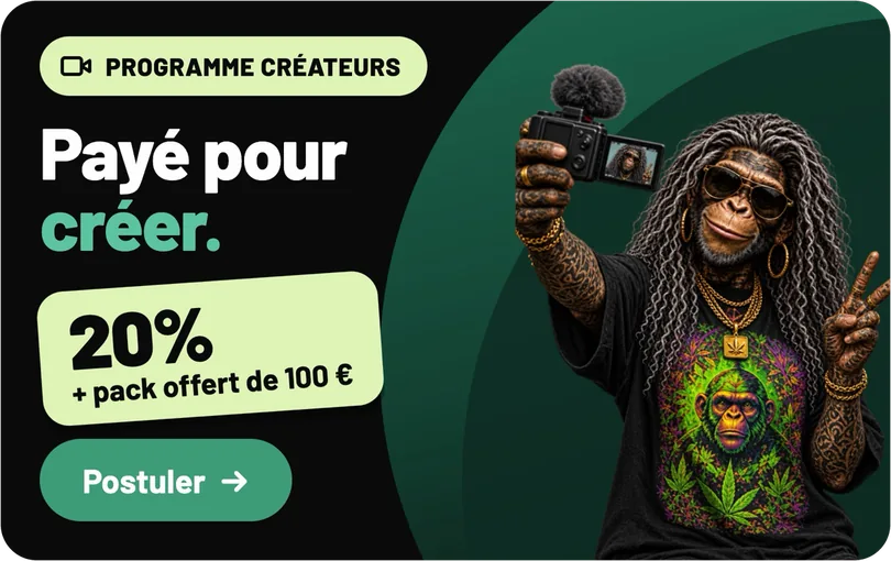 Programme créateurs: Payé pour créer. 20% + pack offert de 100 €. Postuler