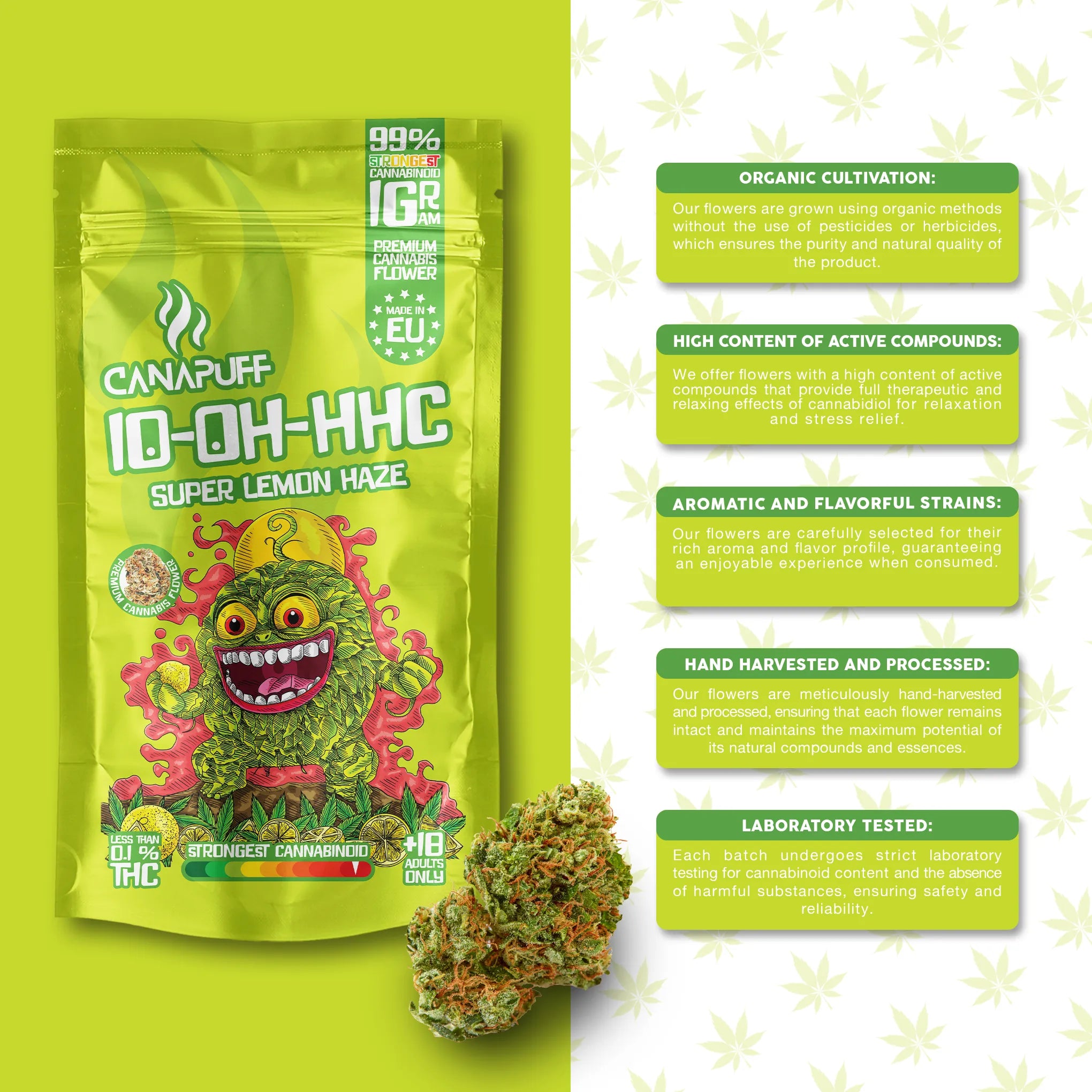 Canapuff - Super Lemon Haze 99% - 10-OH-HHC цветя-Canapuff