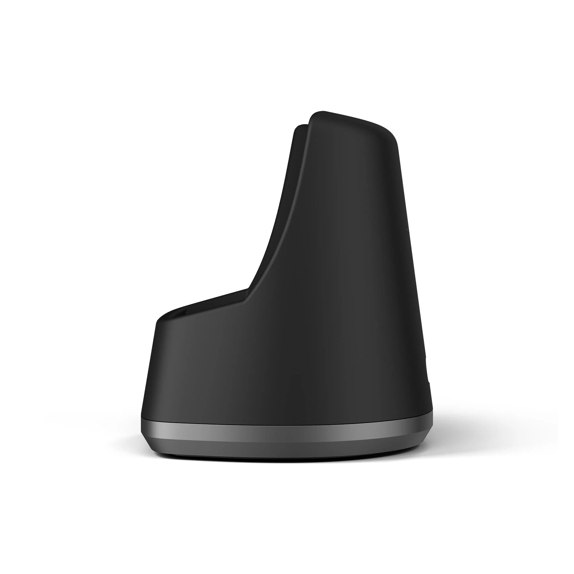 Side view of black vaporizer charger dock